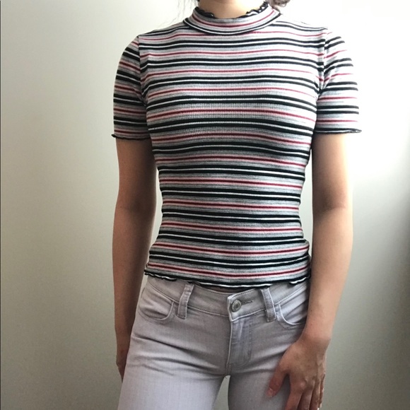 Striped mock neck top - Picture 2 of 3